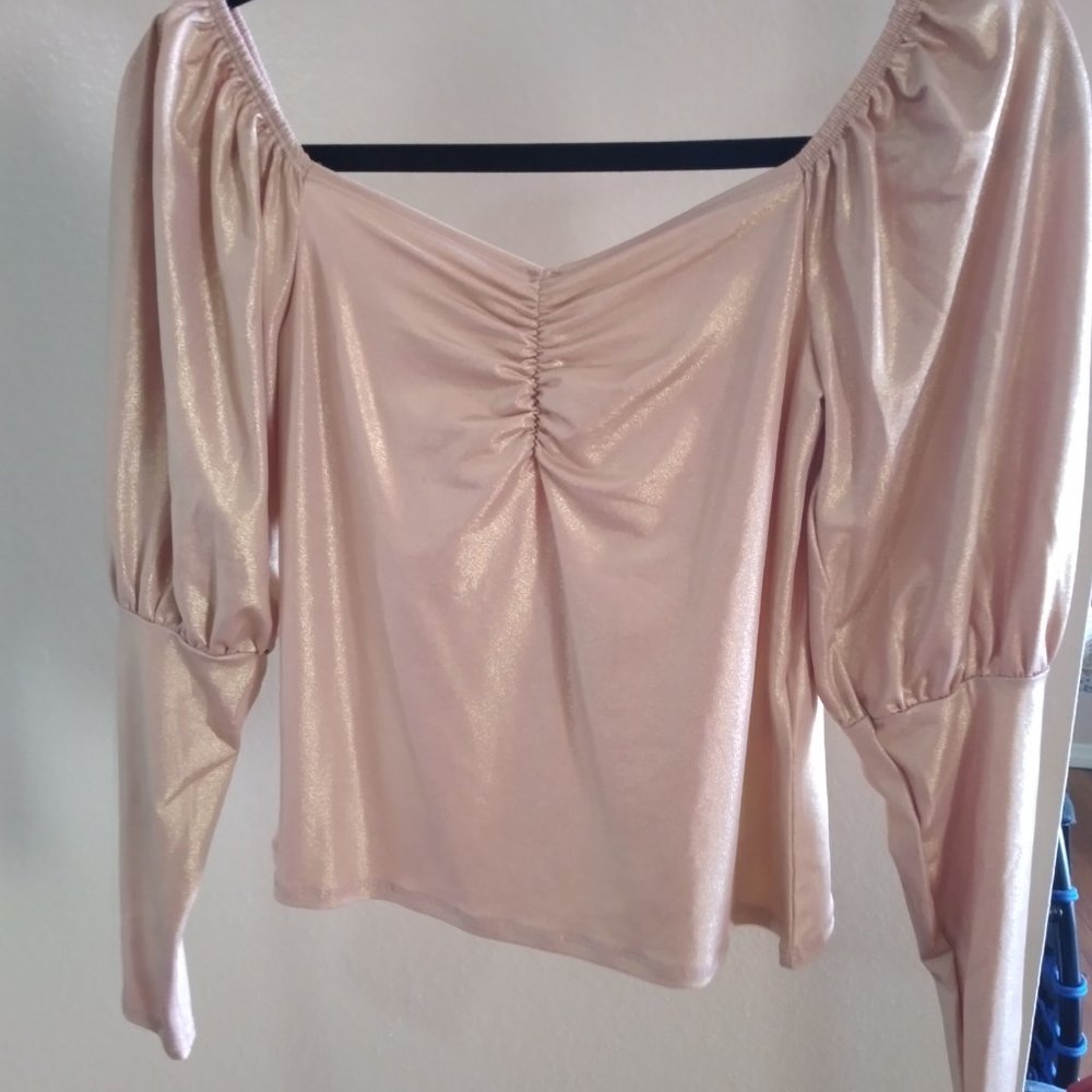 Sale! NWT Missguided Blush Shimmer Sweetheart Neck Milkmaid Top US 6 - Picture 8 of 9